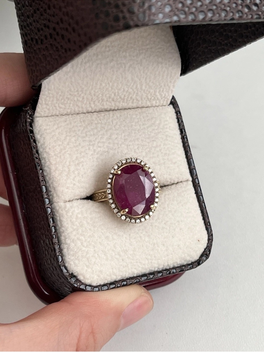 Ruby Diamond Ring 14k Cocktail Vintage Halo Antique Custom Band Pattern Solid
